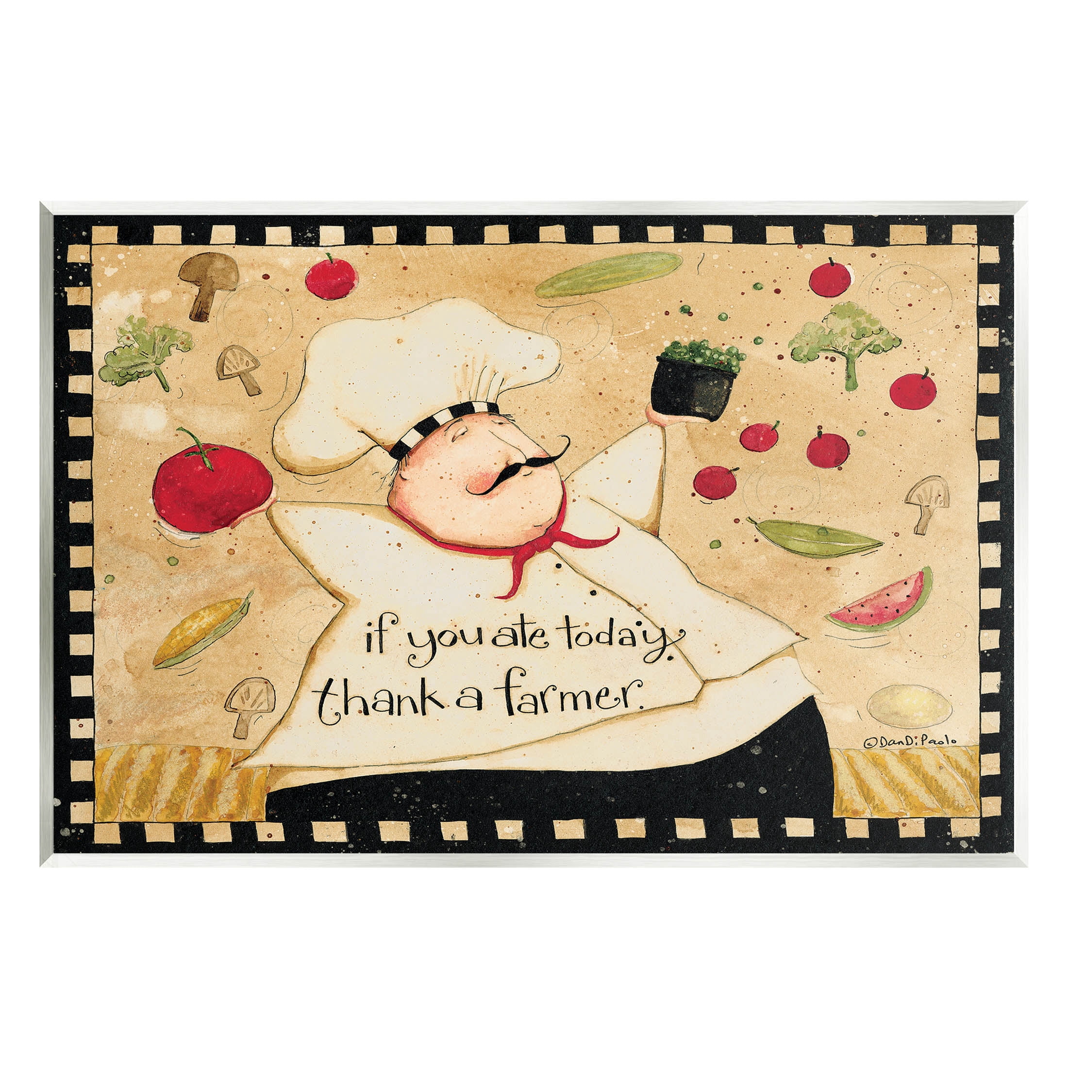 Thank A Farmer Vintage Produce Food & Beverage Graphic Art Unframed Art Print Wall Art