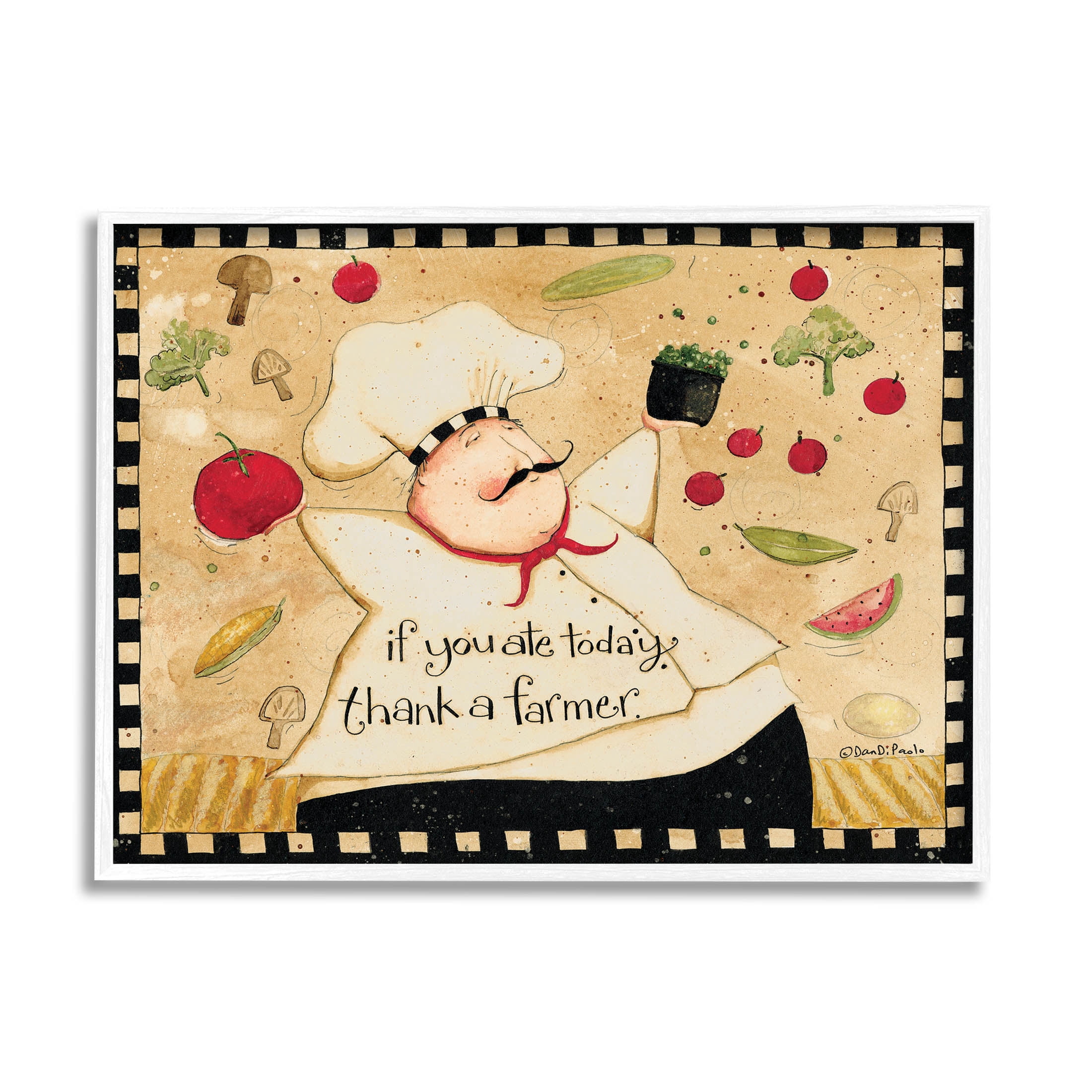 Thank A Farmer Vintage Produce Food & Beverage Graphic Art White Framed Art Print Wall Art