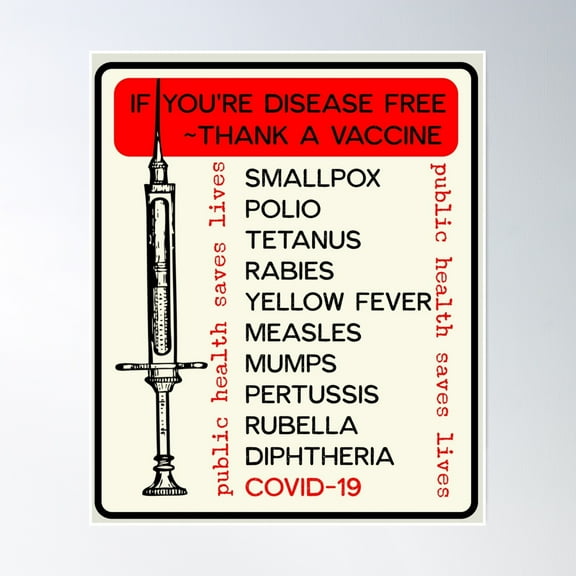 Thank A Vaccination Poster Wall Art, Modern Wall Decor, 8x12 UNFRAMED