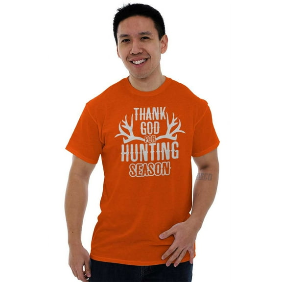 Thank God For Hunting Season Antlers Plus Size Crewneck Graphic Tee Shirt Brisco Brands 3X