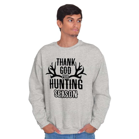 Thank God For Hunting Season Antlers Unisex Plus Fleece Graphic Sweatshirt Brisco Brands 2X