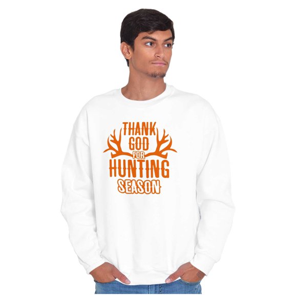 Thank God For Hunting Season Antlers Unisex Plus Fleece Graphic Sweatshirt Brisco Brands 3X