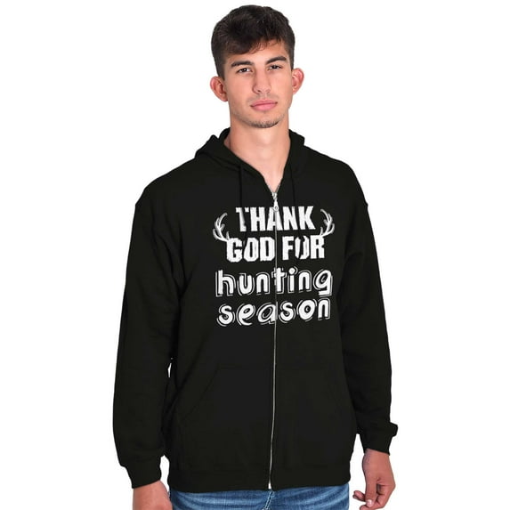 Thank God For Hunting Season Sport Unisex Fleece Graphic Zip Up Hoodie Brisco Brands 5X