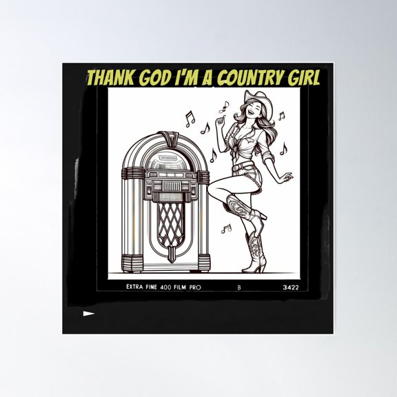 Thank God |I'M A Country Girl Poster Wall Art, Modern Wall Decor For Living Room Bedroom, 8x12 UNFRAMED