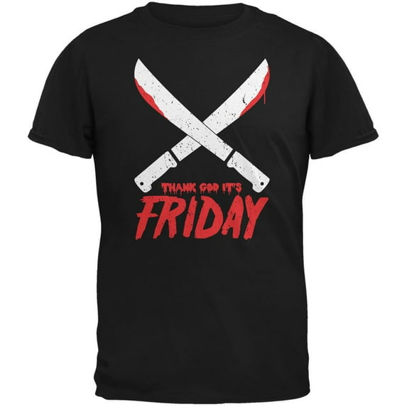 Thank God Its Friday Horror Black Adult T-Shirt - Small