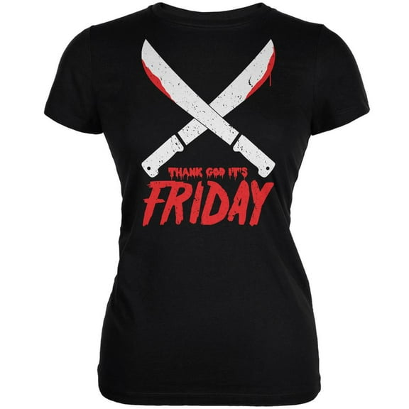 Thank God Its Friday Horror Black Juniors Soft T-Shirt - Large