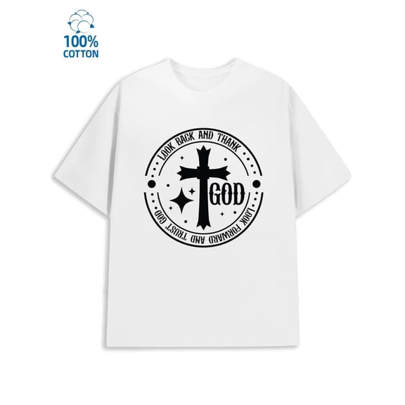Thank God T-Shirt men Jesus 180G 100% Cotton white funny Classic Unisex Shirt Cotton tshirts Original Unisex Shirt Graphic Tee tshirts Basic Unisex Shirt Graphic tshirts