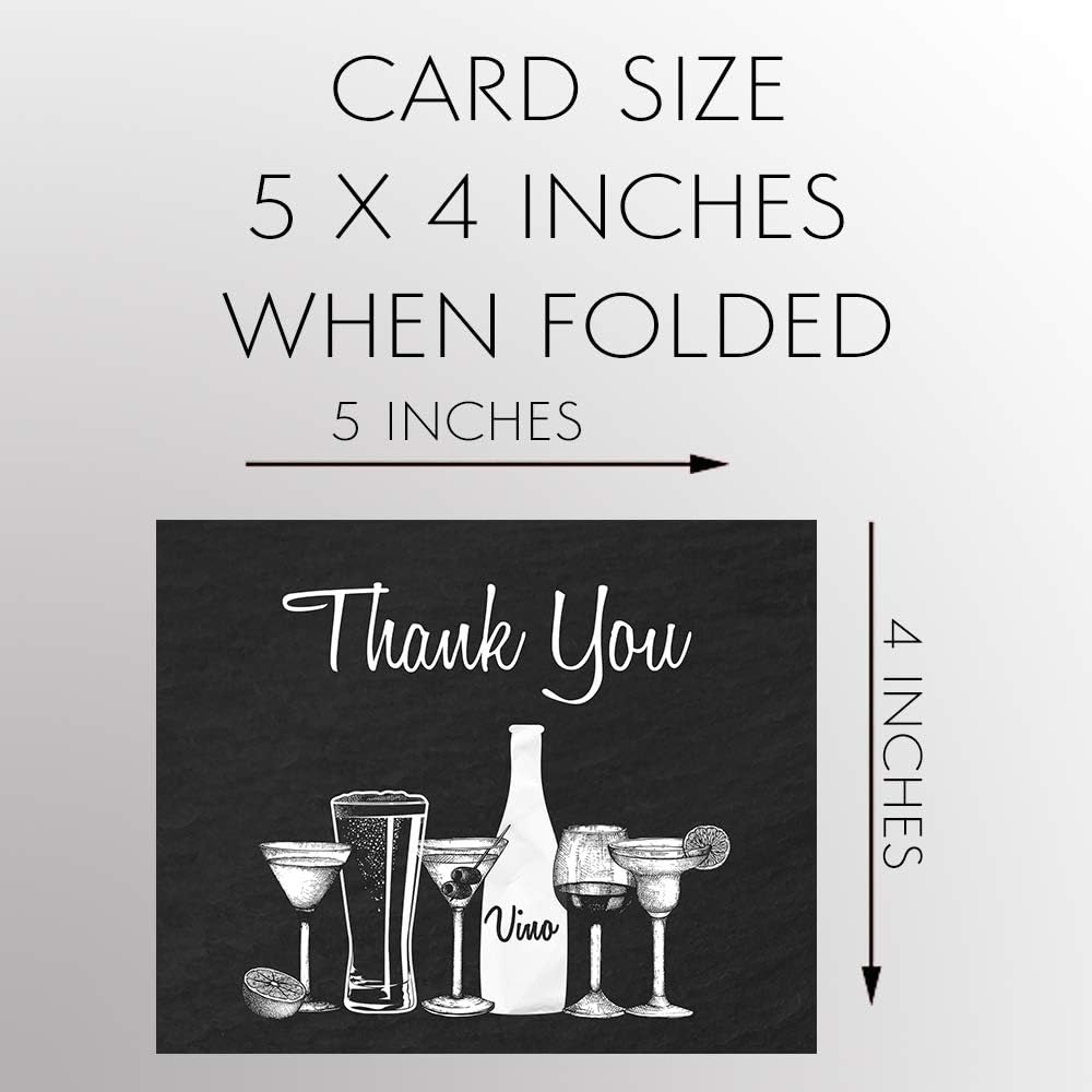 Thank Stock The Restaurant Bridal Shower Chalkboard Wine Wedding BYOB Black White Folding Notes