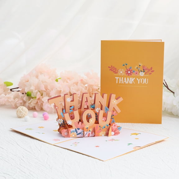 Thank You 3D Pop Up Card,Floral Appreciation Greeting Card with Envelope and Note Insert for Parents Family Friends Colleagues Doctor Nurse Mom Wife