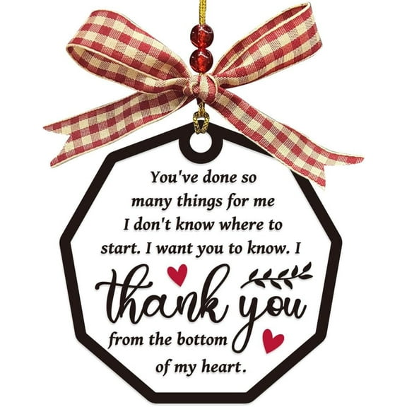 Thank You Acrylic Hanging Sign Plaque Appreciation Gifts Birthday Gifts Handicraft Ribbon Hanging Plaque for DIY Couple Neighbor Friend 3.5x3.5inch