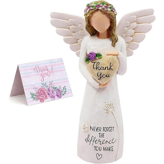 Thank You Angel Statue - Handcrafted Resin Gratitude Gift for Teachers, Coworkers, and Women with Engraved Message, Home or Office Desk Decor