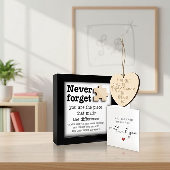 Thank You Appreciation Gift for Teacher Boss Leader Coworker Nurse, Never Forget the Difference You Make, Plaque Ornament Card Gifts Men Women, Office Desk Decor for Retirement Farewell Going Away