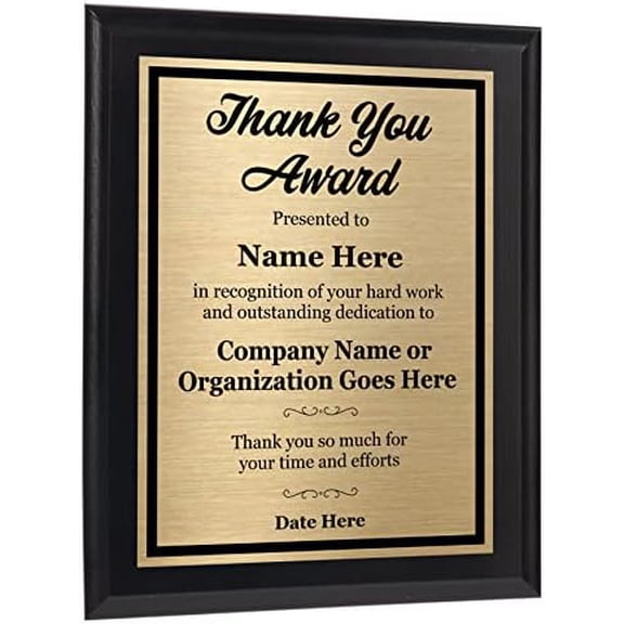 Thank You Award Plaque 8x10 Personalized Gift for Employee Appreciation and Recognition for Co-Worker, Family or Friend - Customize Now!$$Office