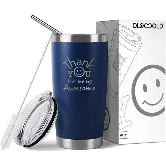 Thank You for Being Awesome 20oz Tumbler, Thank You Gifts, Inspirational Gifts for Employees, Coworkers, Teachers, Friends, Employee Appreciation & Administrative Day Gifts, Navy Blue