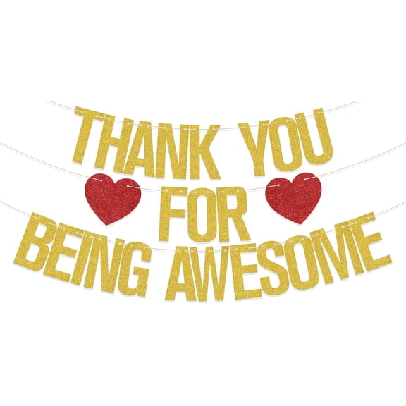 Thank You For Being Awesome Banner, Employee Appreciation Banner, We Will Miss You Decorations, Going Away Retirement Farewell Party Supplies Gold & Red
