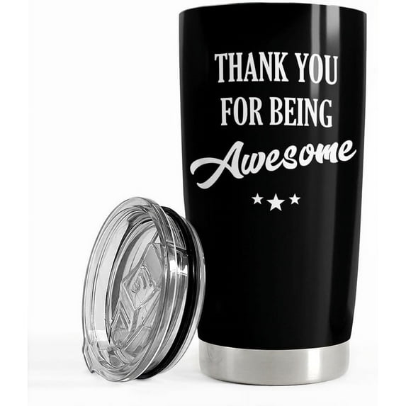 Thank You for Being Awesome Tumbler Gift Set - Birthday, Christmas, Appreciation Inspirational Gifts for Women, Men, Coworkers - 20oz Stainless Steel Insulated Coffee Travel Mug