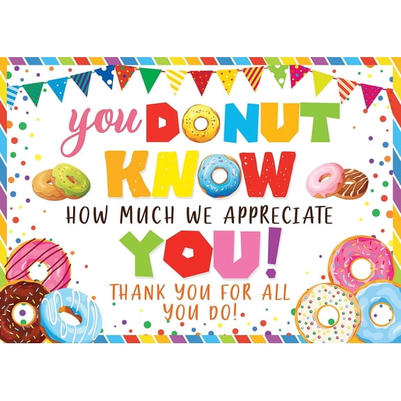 Thank You Backdrop Doughnut You Donut Know How Much We Appreciate You Photography Background Thanks for Staff Employee Teachers Doctor Party Decorations Banner