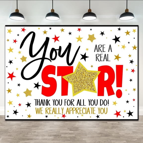 Thank You Backdrop You are A Star Graduation Thank You Teachers Staff Nurse Background We Appreciate You Employee Doctor Photography Stars Party Decoration Banner Supplies Props 5.9x3.6ft