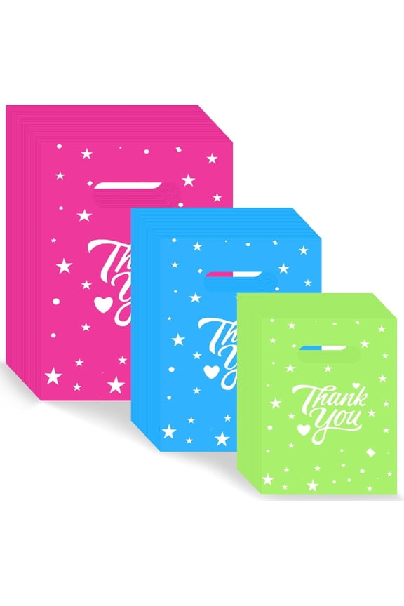 Thank You Bags for Business Small, Plastic Merchandise Bags Extra Thick Retail Shopping Bag with Handle 3 Sizes Thank You  Bag for Merchandise Clothes Boutique