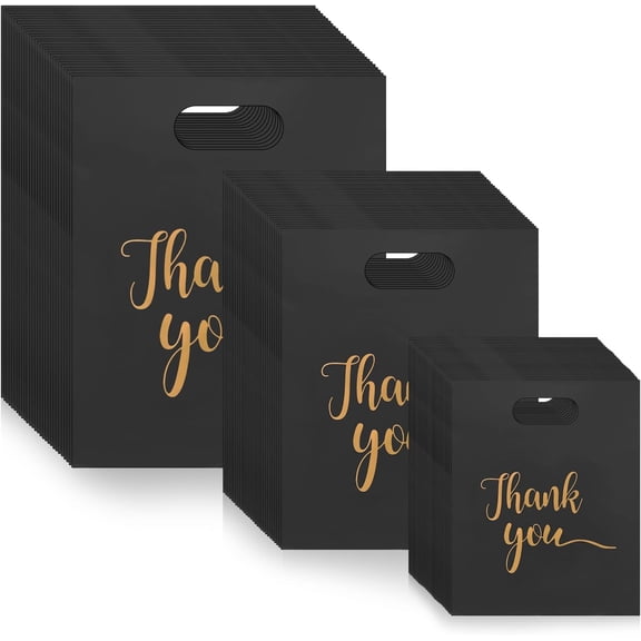 Thank You Bags for Business Small, Plastic Merchandise Bags Extra Thick Retail Shopping Bag with Handle 3 Sizes Thank You  Bag for Merchandise Clothes Boutique