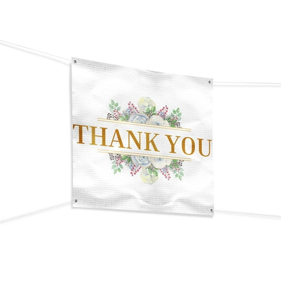 Thank You Banner Sign For Outdoor-Indoor Use 4x4 Ft Large Custom Banner and Signs with Hanging Rope Thank You Backdrop for Party Decor Oxford Cloth Sublimation Banner for Easy Hang