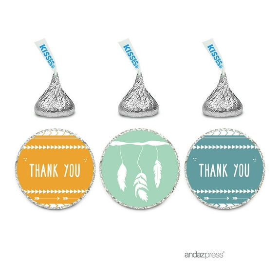 Thank You Boho Chic Tribal Birthday Hershey´s Kisses Stickers, 216-Pack