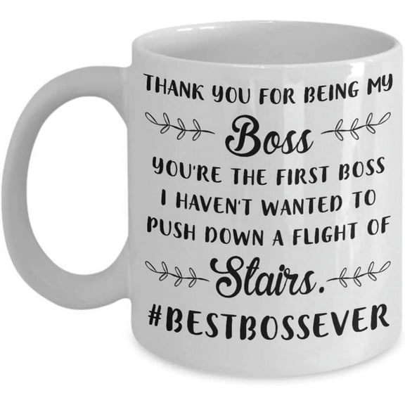 Thank You Boss Mug Best Boss Ever Coffee Mug Gift Idea For Boss Supervisor Women Men Lover Coworker Tea cup Christmas Xmas