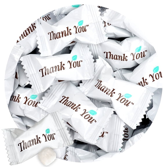 Thank You Candy Buttermints, 8 Ounce Mint Bulk Bag, Approximately 60 Pieces, Hospitality Mints, Thank You Mints Individually Wrapped Bulk