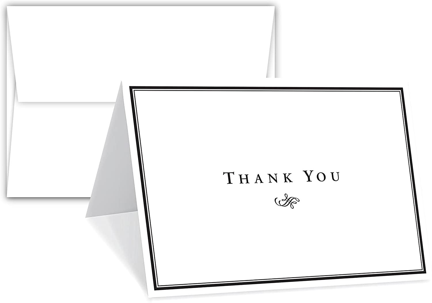 Thank You Card - 25 Bulk Set of 4 1/4 x 5 1/2 Inches Half-Fold Greeting Cards with Envelopes - Elegant Notecard Blank on The Inside - for Weddings, Baby Shower, Graduation, Sympathy and All Occasion