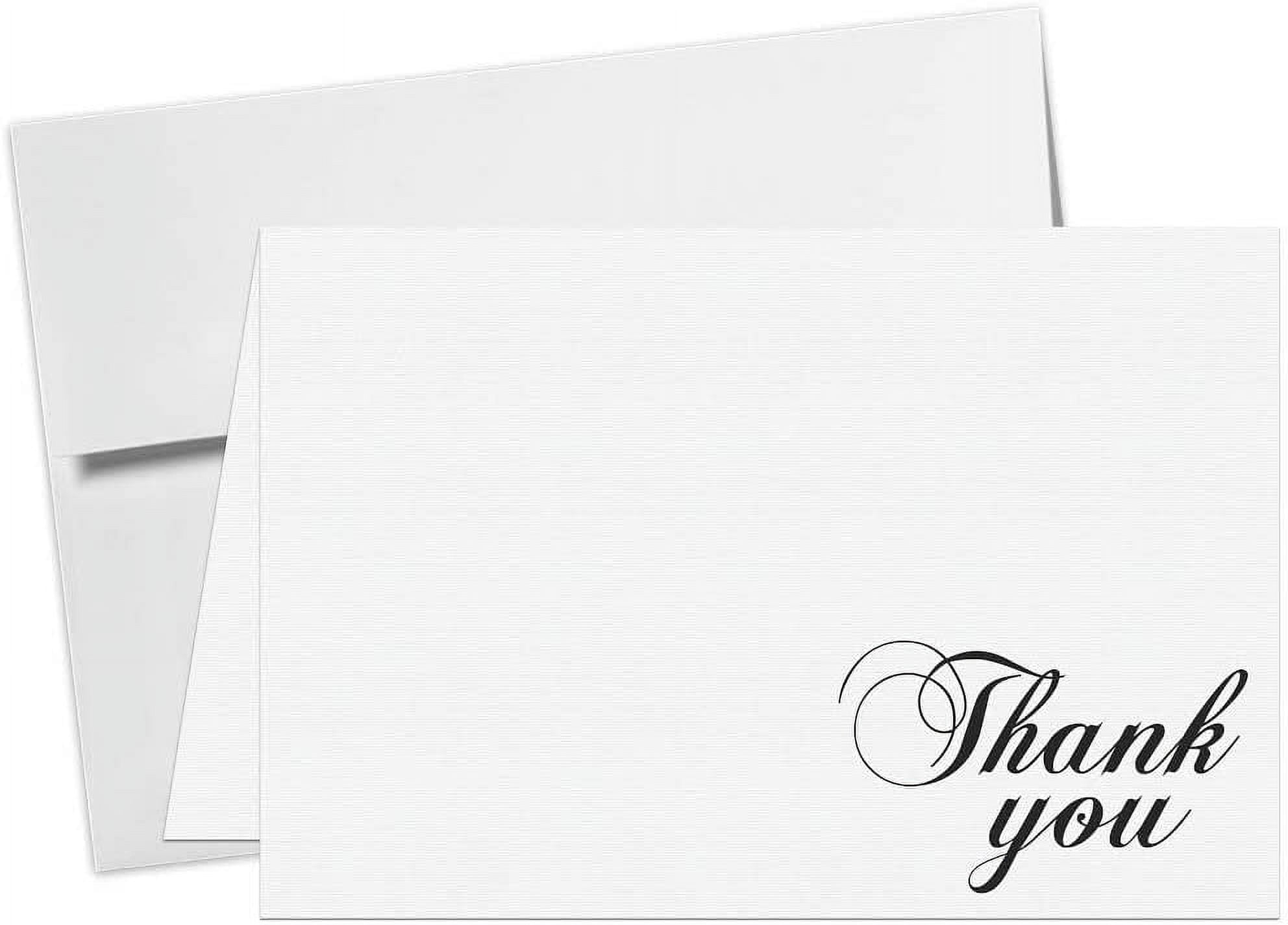 Thank You Card - 5 x 7" Inches Half-Fold Greeting Cards with Envelopes - Elegant Design Linen textured Card - Blank on the Inside - For Weddings, Baby Shower, Graduation and All Occasion | 5" x 7"