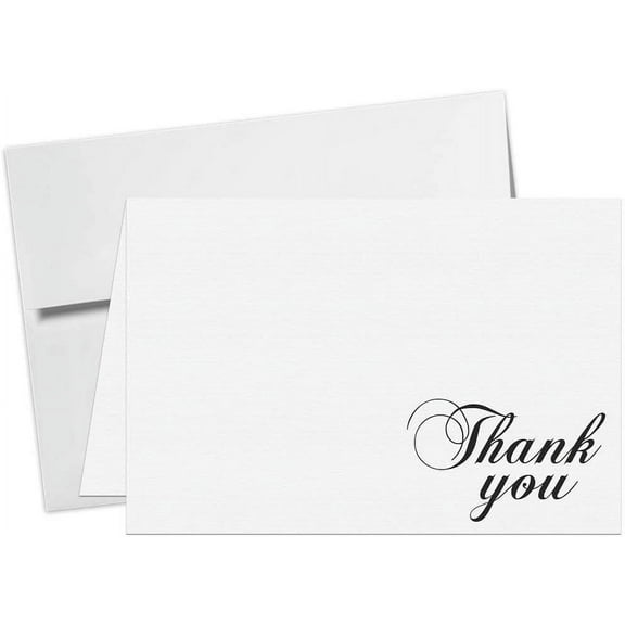 Thank You Card - 5 x 7" Inches Half-Fold Greeting Cards with Envelopes - Elegant Design Linen textured Card - Blank on the Inside - For Weddings, Baby Shower, Graduation and All Occasion | 5" x 7"