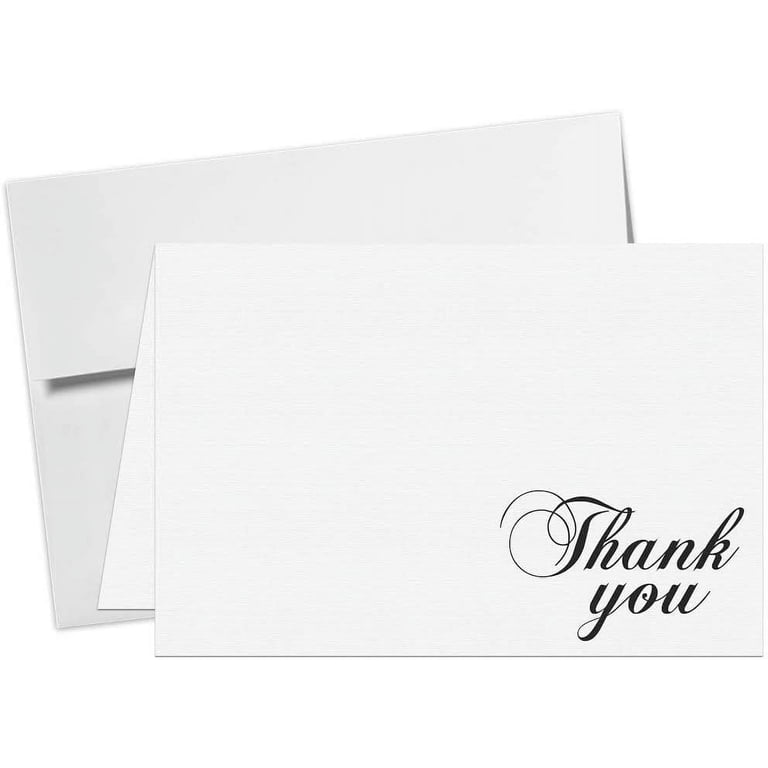 Personalized Thank You Note Cards With Envelopes - 50 Pack, Heavyweight Linen Texture