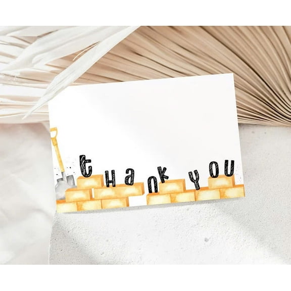 Thank You Card Charming Construction Theme Perfect for Construction Workers, Builders, and DIY Enthusiasts Blank Inside, Envelope Included