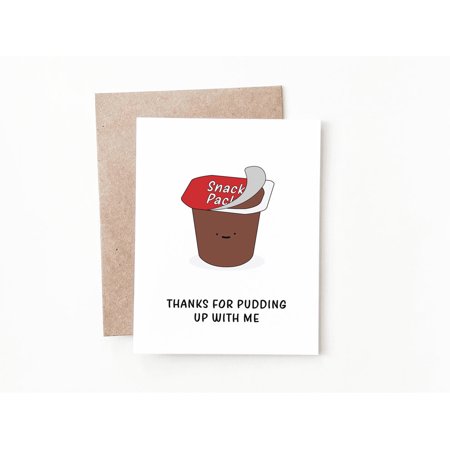 Thank You Card for Everyone – Cute Snack Pack Design – "Thanks for Pudding Up with Me" – Envelope Included, Blank Inside – Perfect for Appreciation, Friendship, or Gratitude