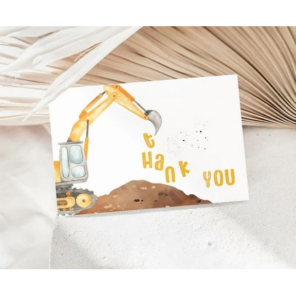 Thank You Card with Excavator Design Playful Construction Theme Ideal for Expressing Gratitude Envelope Included Perfect Choice for Builders, Contractors, and Construction Enthusiasts