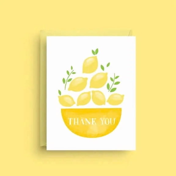 Thank You Card with Lemon Design Cheerful Aesthetic Blank Inside for Personal Messages Includes Envelope Perfect Gratitude Greeting for Any Occasion