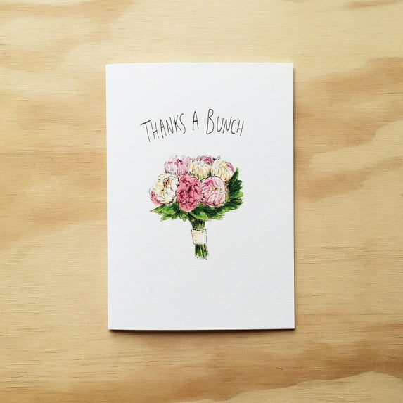 Thank You Card for All Occasions – "Thanks A Bunch" Floral Bouquet Design – Blank Inside, Envelope Included – Perfect Gratitude Card for Friends, Family, and Colleagues