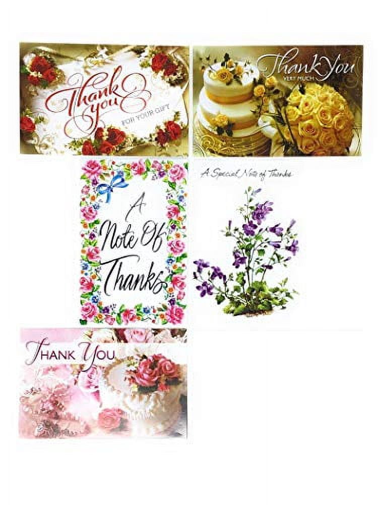 Thank You Card Set 40 Pieces, Gift Cards in Envelopes with 5 Designs in Vibrant Colors
