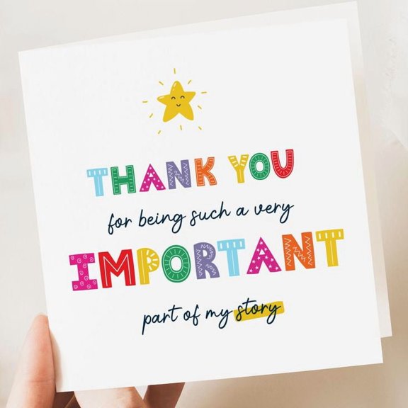 Thank You Card - “Thank You for Being Such an Important Part of My Story” - Colorful Heartfelt Design - Blank Inside with Envelope - Perfect for Gifts and Appreciation