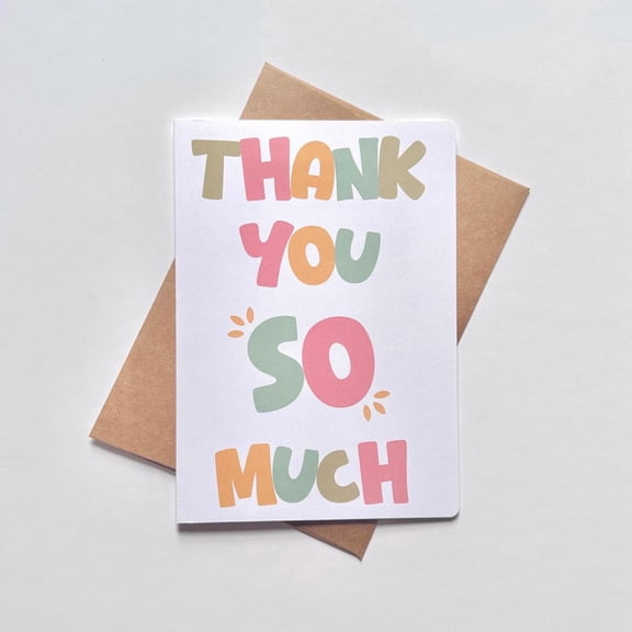 Thank You Card – "Thank You So Much" Colorful Design – Blank Inside, Envelope Included – Perfect Gratitude Card for All Occasions