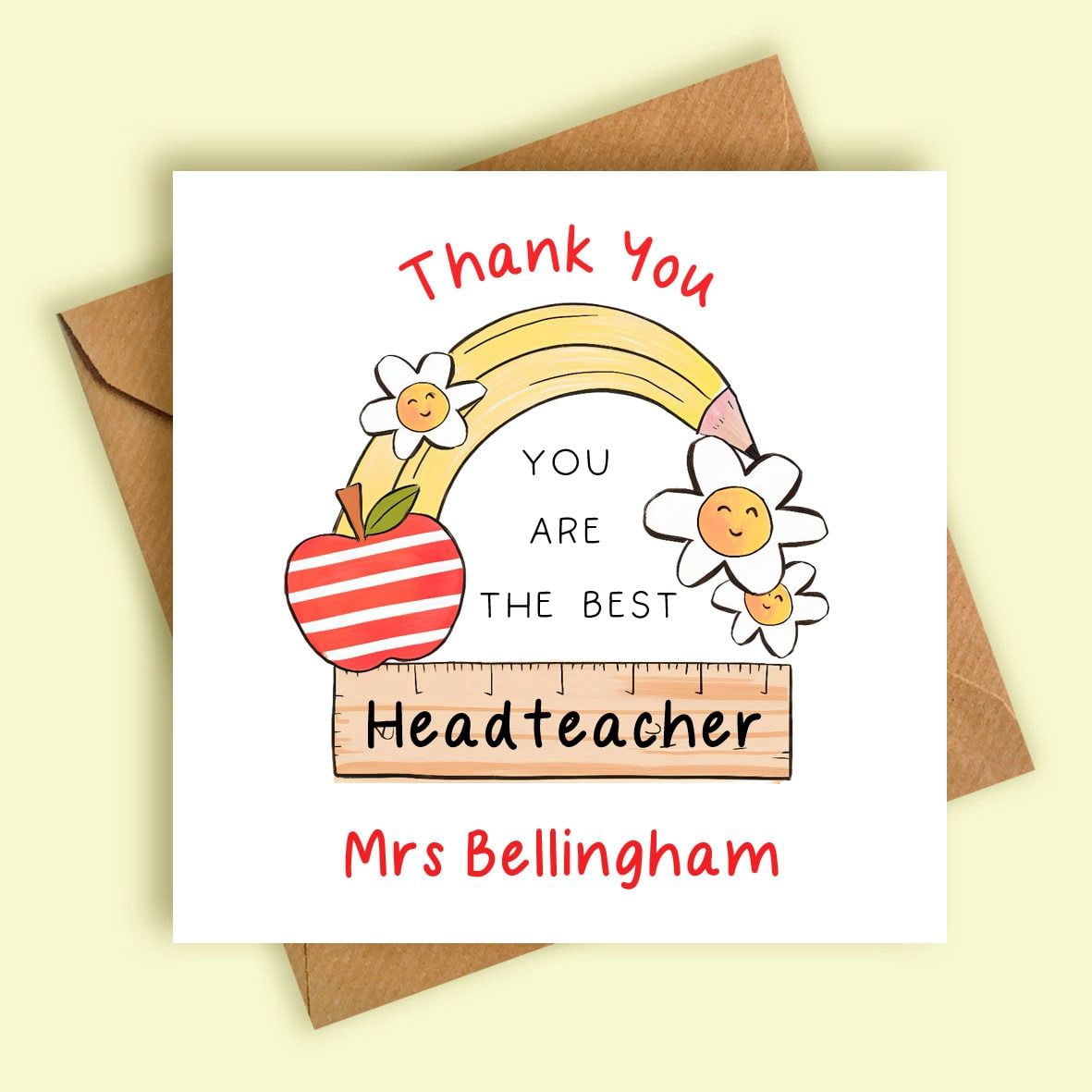 Thank You Card for Headteacher – “You Are the Best” Rainbow Design ...