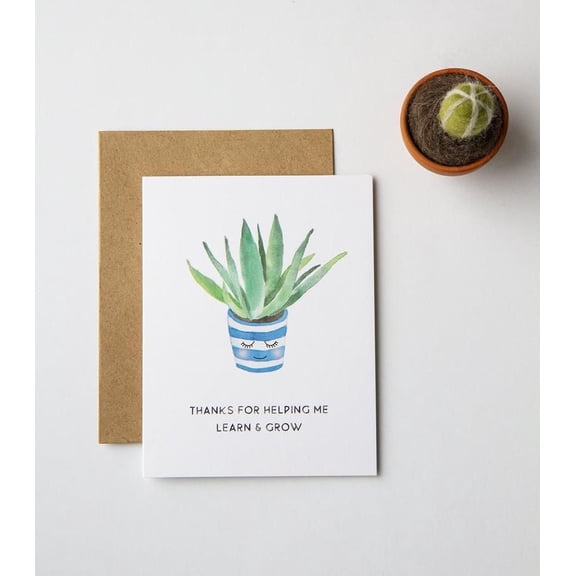 Thank You Card for Teachers Adorable Succulent Design Blank Inside with Envelope Perfect for Educators, Mentors, and Appreciation Gifts