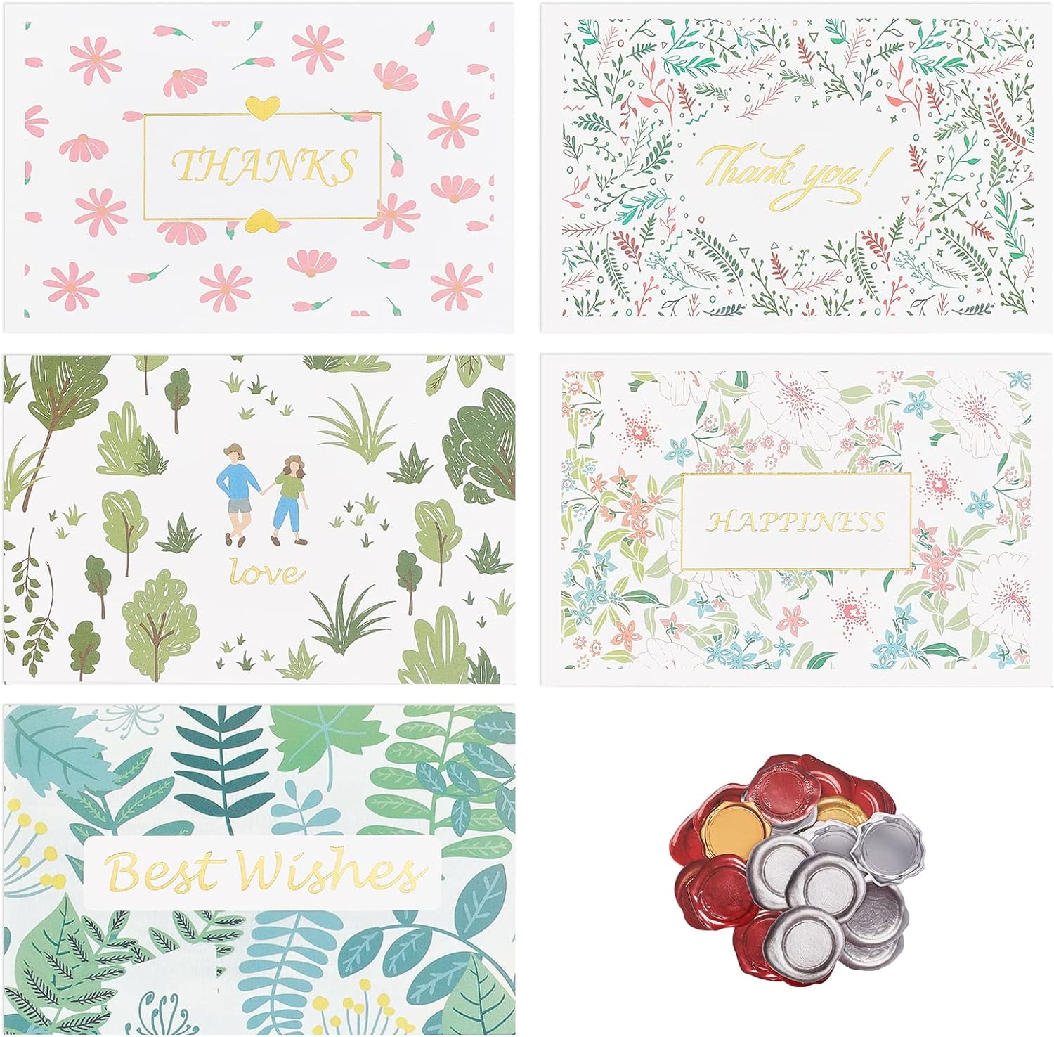 Thank You Cards with Envelopes 10 Packs Best Wishes Card Set with ...