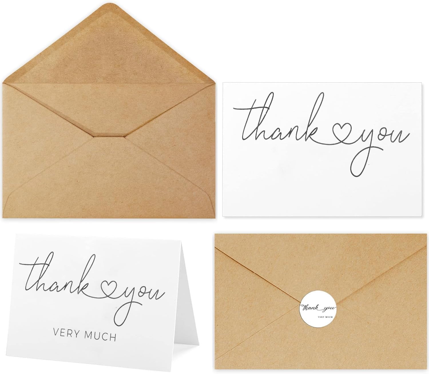 Thank You Cards with Envelopes, 100 Pack bulk White Thank You Cards 4 x ...