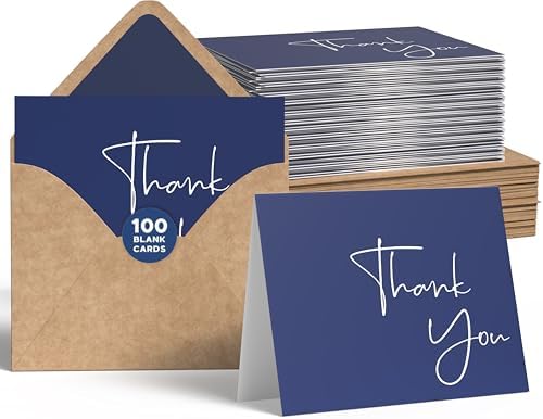 Thank You Cards With Envelopes Bulk Set & Stickers - 100 Pack 4x6 Blank ...