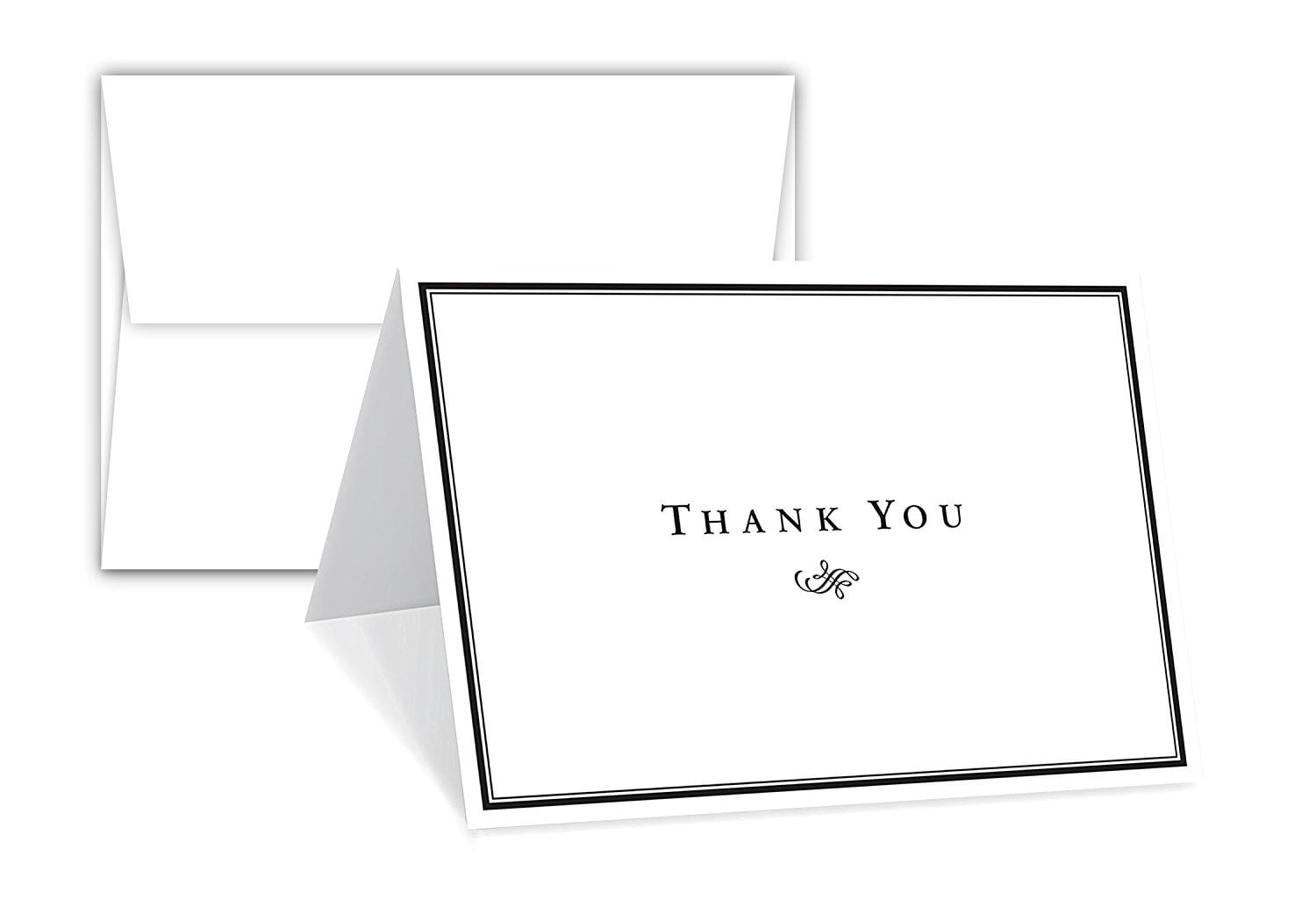 Thank You Cards and Envelopes – Elegant Fold Over Greetings for Small Business, Weddings, Bridal, Baby Shower, Graduation | 4¼ x 5½" When Folded (A2 Size) | Bulk Set of 25