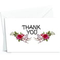 thumbnail image 1 of Thank You Cards Set - 4 x 7 Inches of 50 Amazing White Note Cards with Blank Greeting Space - Perfect for Business, Anniversary, Graduations, Weddings - Envelopes Included - Glowing Red Rose Design, 1 of 7