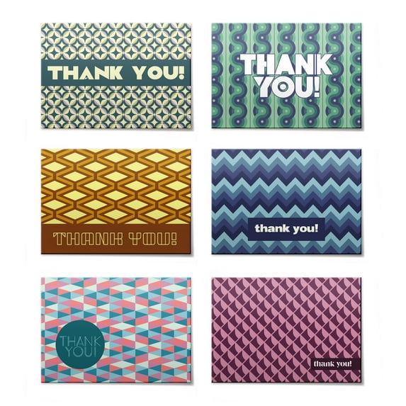 Thank You Cards Set (96pcs), Includes Blank Cards & Envelopes with Stickers, 4x6", Geometrical design perfect for any occasion