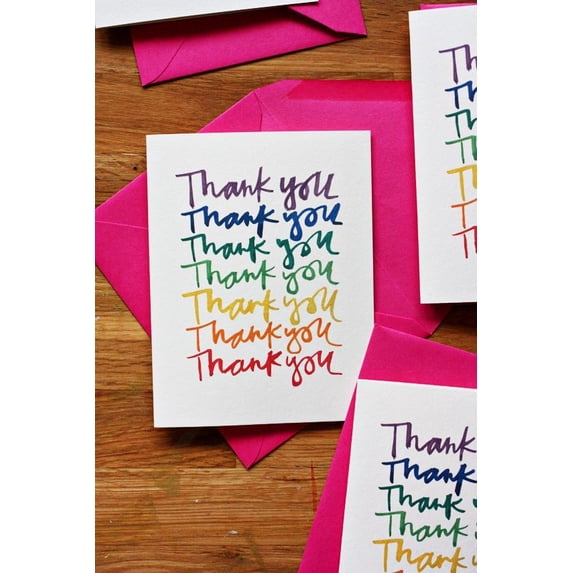 Thank You Cards Set – Colorful Handwritten Design with Matching Envelopes – Perfect for Appreciation, Gratitude, and Special Occasions