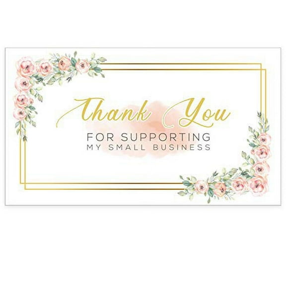 Thank You Cards Small Business Thank You for Supporting My Small Business Thank You Cards Floral and Leaves Design 3.5 x 2 Inches 100 pcs 300GSM Card Stock by Modern 5th